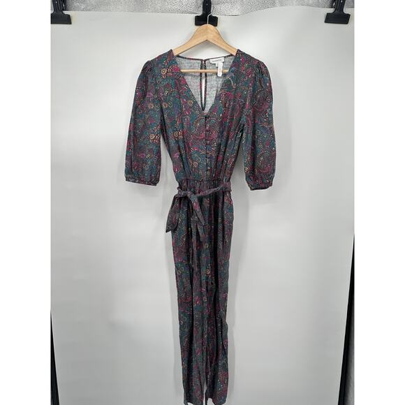EVEREVE NWT Ember Multicolor Print Puff Sleeve Jumpsuit // XS - Picture 5 of 15